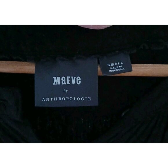 Anthropologie Maeve V Neck Button Down Top Size Small Black Textured S/S - Picture 5 of 8